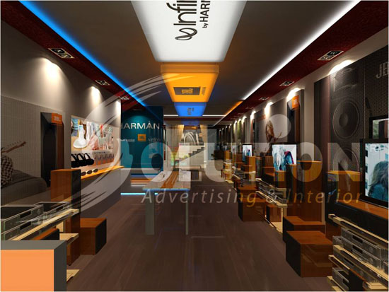 Hình ảnh 3D nội thất lắp đặt thi công hệ thống âm thanh showroom HPC Hải Phòng